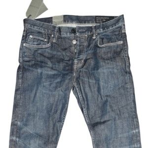 AllSaints Mens Indigo Straight Leg Jeans W30
